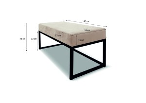Lavička EMLI 80 cm v loftovém stylu - rozměry (3/5)