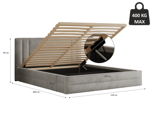 Postel ALCAMO 120x200 hnědá s úložným prostorem (4/8)