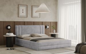 Postel ALCAMO 120x200 světlešedá s úložným prostorem