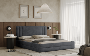 Postel ALCAMO 120x200 tmavěšedá s úložným prostorem