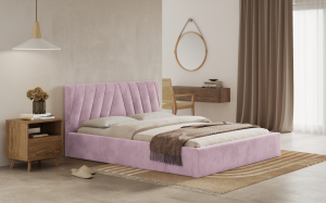 Postel ASTI 140x200 růžová s úložným prostorem