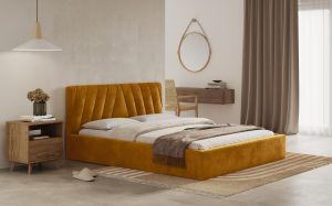 Postel ASTI 180x200 zlatá s úložným prostorem