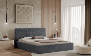 Postel BACOLI 120x200 tmavěšedá s úložným prostorem