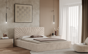 Postel BACOLI 160x200 béžová s úložným prostorem