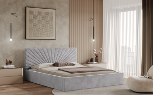 Postel BACOLI 160x200 světlešedá s úložným prostorem