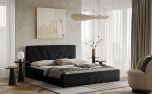 Postel LATINA 180x200 černá s úložným prostorem