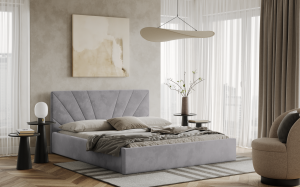 Postel LATINA 180x200 světlešedá s úložným prostorem