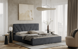 Postel LATINA 180x200 tmavěšedá s úložným prostorem