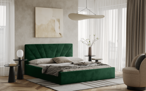 Postel LATINA 180x200 zelená s úložným prostorem