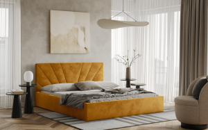 Postel LATINA 180x200 zlatá s úložným prostorem