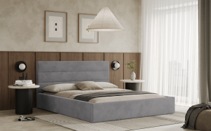 Postel LIVO 160x200 světlešedá s úložným prostorem