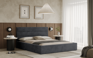 Postel LIVO 160x200 tmavěšedá s úložným prostorem