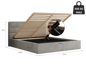 Postel LIVO 160x200 tmavěšedá s úložným prostorem (4/8)