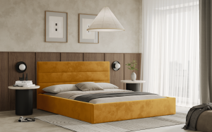 Postel LIVO 160x200 zlatá s úložným prostorem
