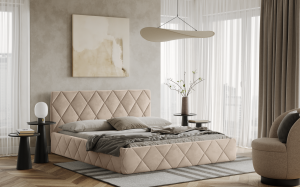 Postel LUKA 140x200 béžová s úložným prostorem