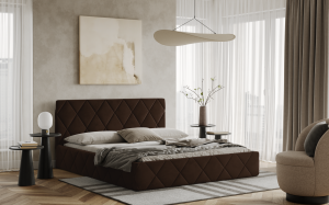 Postel LUKA 140x200 hnědá s úložným prostorem