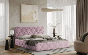 Postel LUKA 140x200 růžová s úložným prostorem