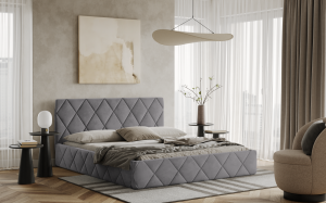 Postel LUKA 140x200 světlešedá s úložným prostorem
