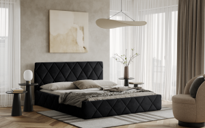 Postel LUKA 160x200 černá s úložným prostorem