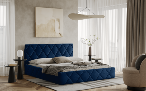 Postel LUKA 180x200 modrá s úložným prostorem