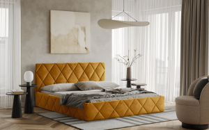 Postel LUKA 180x200 zlatá s úložným prostorem