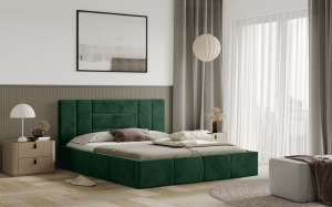 Postel MILANO 160x200 zelená s úložným prostorem