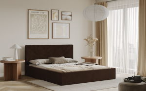 Postel PADWA 160x200 hnědá s úložným prostorem