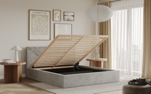 Postel PADWA 160x200 světlešedá s úložným prostorem (2/8)