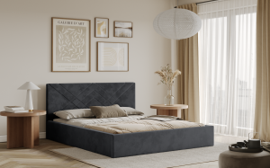 Postel PADWA 180x200 tmavěšedá s úložným prostorem