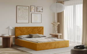Postel PADWA 180x200 zlatá s úložným prostorem