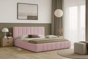 Postel RIMINI 160x200 s úložným prostorem - bouclé - růžová