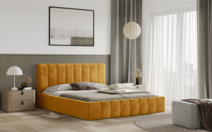 Postel RIMINI 160x200 zlatá s úložným prostorem