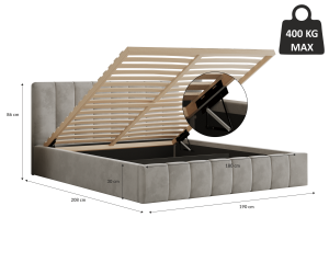 Postel RIMINI 180x200 růžová s úložným prostorem (4/8)