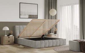 Postel RIMINI 180x200 s úložným prostorem - bouclé - černá (4/4)