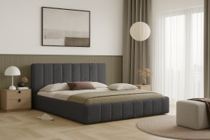 Postel RIMINI 180x200 s úložným prostorem - bouclé - grafitová
