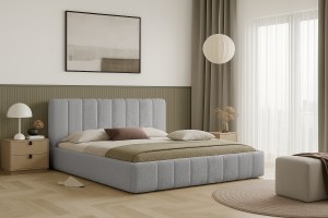 Postel RIMINI 180x200 s úložným prostorem - bouclé - šedá