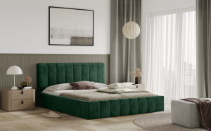 Postel RIMINI 180x200 zelená s úložným prostorem