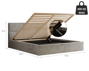 Postel TIVOLI 120x200 s úložným prostorem - rozměry (4/8)