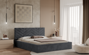 Postel TRIEST 120x200 tmavěšedá s úložným prostorem