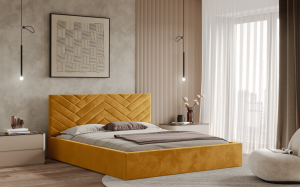 Postel TRIEST 120x200 zlatá s úložným prostorem