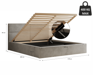 Postel WASTO 160x200 světlešedá s úložným prostorem (4/8)