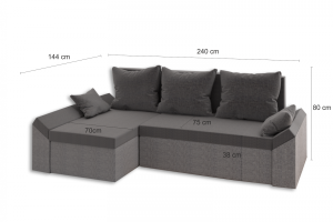 Rohová rozkládací sedačka FLINT tmavěšedá-světlešedá (3/4)