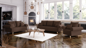 Sedací souprava ESTELA 3+2+1 hnědá - CORD 205.18 (9/16)