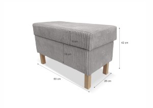 Taburet ELLA s úložným prostorem - manšestr - šedý (8/8)