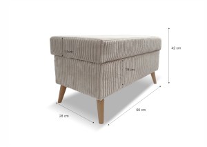 Taburet TESS s úložným prostorem - manšestr - růžový (3/10)
