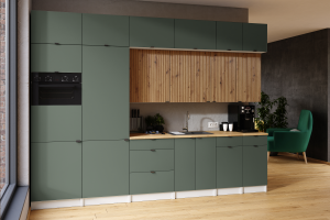 Kuchyňská linka JANISA 320cm Olive + dub artisan