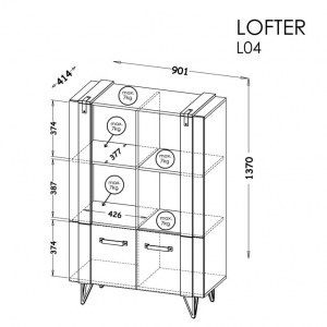 Ilustrační foto - Komoda LOFTER 04 beton milleniu + dub wotan (2/5)