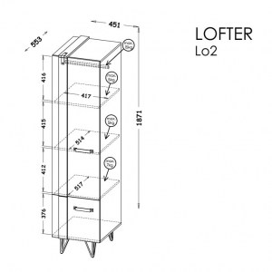 Ilustrační foto - Skříň LOFTER 02 beton millenium + dub wotan (2/5)
