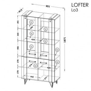 Ilustrační foto - Skříň LOFTER 03 beton millenium + dub wotan (2/5)