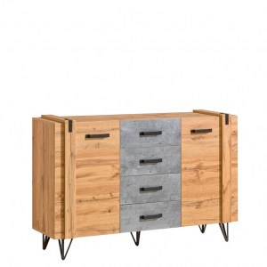 Komoda LOFTER 05 beton millenium + dub wotan